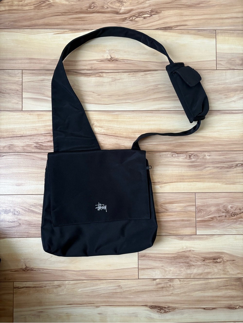 Vintage 90s Stussy Technical Nylon Messenger Sling Bag with phone pouch